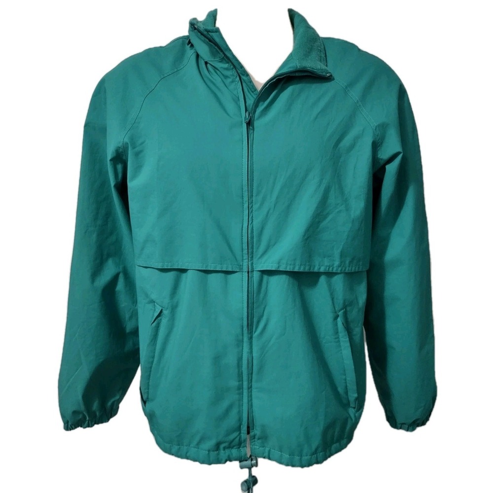 Eddie Bauer Vintage 90s Men's Windbreaker Jacket Size M Teal Green Hooded Mesh
